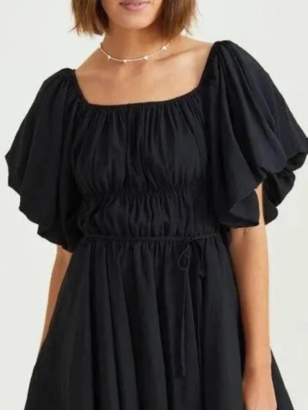 Women’s Black Square Neck Puff Sleeve Dress Altard State